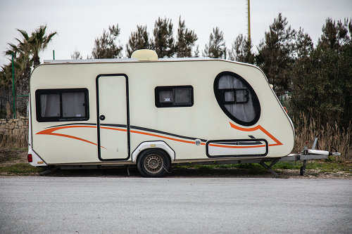 a trailer parked on the side of a road